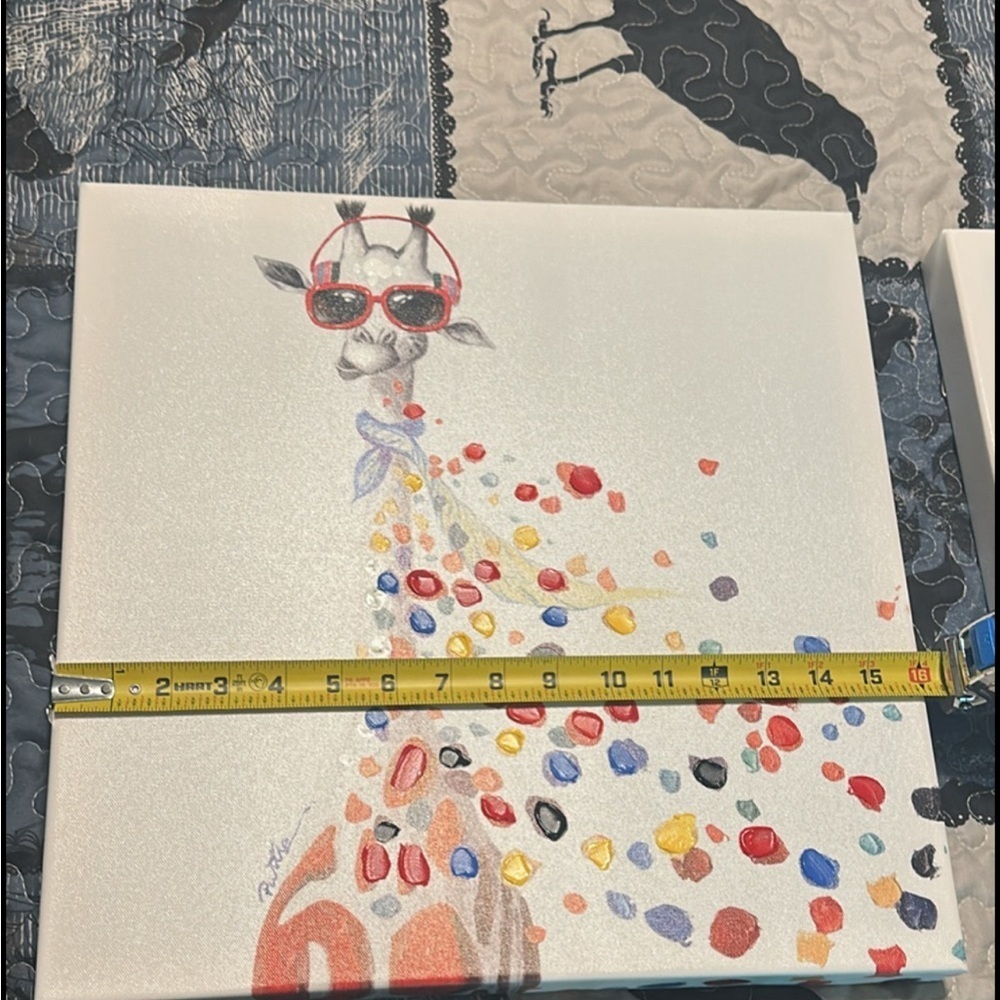 3 mixed media canvas painted cute animals art print - Picture 3 of 8